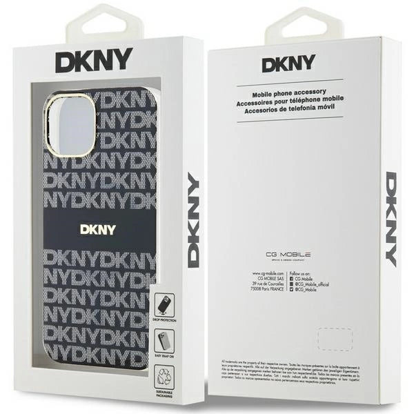 DKNY IML Mono & Stripe MagSafe Case til iPhone 15/14/13 - sort