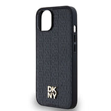 DKNY læder Monogram mønster Metal Logo MagSafe Case til iPhone 15/14/13 - sort