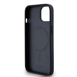 DKNY læder Monogram mønster Metal Logo MagSafe Case til iPhone 15/14/13 - sort