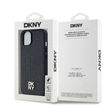 DKNY læder Monogram mønster Metal Logo MagSafe Case til iPhone 15/14/13 - sort