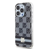DKNY IML Checkered Mono Pattern & Printed Stripes MagSafe Case til iPhone 14 Pro Max - sort