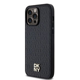 DKNY læder monogram mønster metal logo MagSafe Case til iPhone 14 Pro Max - sort