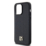 DKNY læder monogram mønster metal logo MagSafe Case til iPhone 14 Pro Max - sort