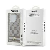 DKNY IML Checkered Mono Pattern & Printed Stripes MagSafe-kasse til iPhone 15 Pro - beige