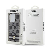 DKNY IML Checkered Mono Pattern & Printed Stripes MagSafe Case til iPhone 15 Pro - sort