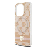 DKNY IML Checkered Mono Pattern & Printed Stripes MagSafe-kasse til iPhone 15 Pro - pink
