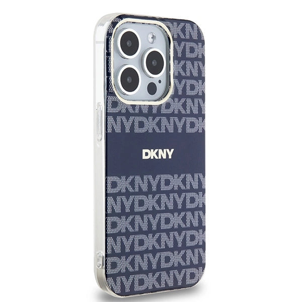 DKNY IML Mono & Stripe MagSafe fodtøj til iPhone 15 Pro - blå