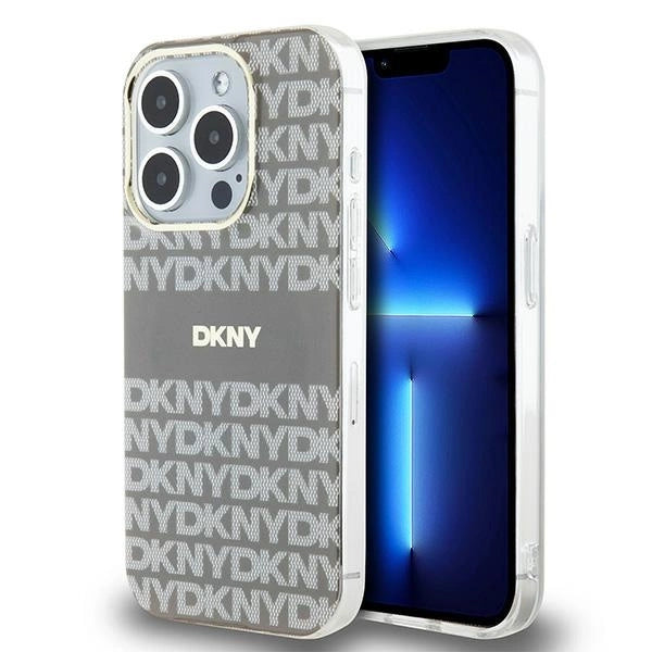 DKNY IML Mono & Stripe MagSafe-kasse til iPhone 15 Pro - beige