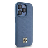 DKNY læder monogram mønster metal logo MagSafe Case til iPhone 15 Pro - Blå