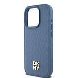 DKNY læder monogram mønster metal logo MagSafe Case til iPhone 15 Pro - Blå