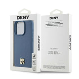 DKNY læder monogram mønster metal logo MagSafe Case til iPhone 15 Pro - Blå