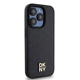 DKNY læder monogram mønster metal logo MagSafe Case til iPhone 15 Pro - sort
