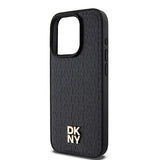 DKNY læder monogram mønster metal logo MagSafe Case til iPhone 15 Pro - sort