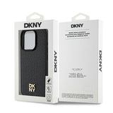 DKNY læder monogram mønster metal logo MagSafe Case til iPhone 15 Pro - sort