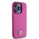 DKNY læder Monogram mønster Metal Logo MagSafe Case til iPhone 15 Pro - Pink