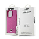 DKNY læder Monogram mønster Metal Logo MagSafe Case til iPhone 15 Pro - Pink
