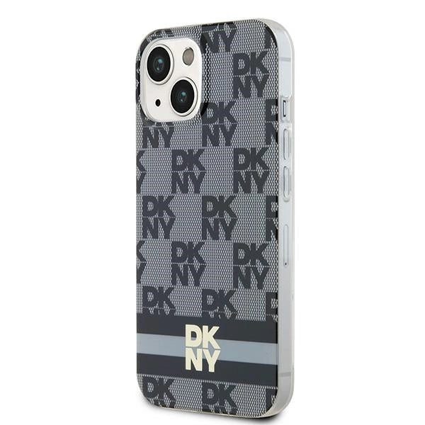DKNY IML Ræk Mono mønster & trykte striber MagSafe Case til iPhone 15 Plus / 14 Plus - sort