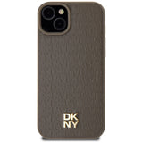 DKNY læder mønster metal logo MagSafe Case til iPhone 15 Plus / 14 Plus - Brown