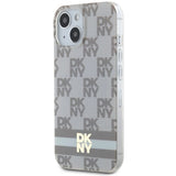 DKNY IML Checkered Mono Pattern & Printed Stripes MagSafe-kasse til iPhone 15 / 14 / 13 - beige