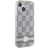 DKNY IML Checkered Mono Pattern & Printed Stripes MagSafe-kasse til iPhone 15 / 14 / 13 - beige