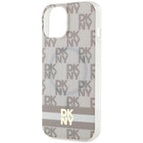 DKNY IML Checkered Mono Pattern & Printed Stripes MagSafe-kasse til iPhone 15 / 14 / 13 - beige