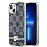 DKNY IML Checkered Mono Pattern & Printed Stripes MagSafe Case til iPhone 15/14/13 - sort