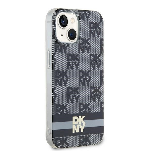 DKNY IML Checkered Mono Pattern & Printed Stripes MagSafe Case til iPhone 15/14/13 - sort