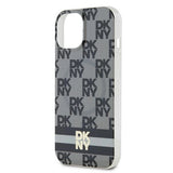 DKNY IML Checkered Mono Pattern & Printed Stripes MagSafe Case til iPhone 15/14/13 - sort