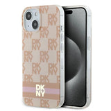 DKNY IML Checkered Mono Pattern & Printed Stripes MagSafe-kasse til iPhone 15 / 14 / 13 - pink