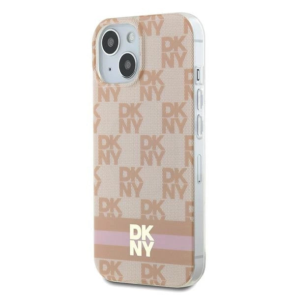 DKNY IML Checkered Mono Pattern & Printed Stripes MagSafe-kasse til iPhone 15 / 14 / 13 - pink