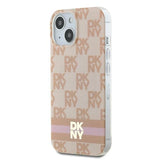 DKNY IML Checkered Mono Pattern & Printed Stripes MagSafe-kasse til iPhone 15 / 14 / 13 - pink