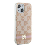 DKNY IML Checkered Mono Pattern & Printed Stripes MagSafe-kasse til iPhone 15 / 14 / 13 - pink