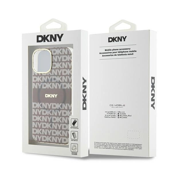 DKNY IML Mono & Stripe MagSafe-kasse til iPhone 15 / 14 / 13 - beige