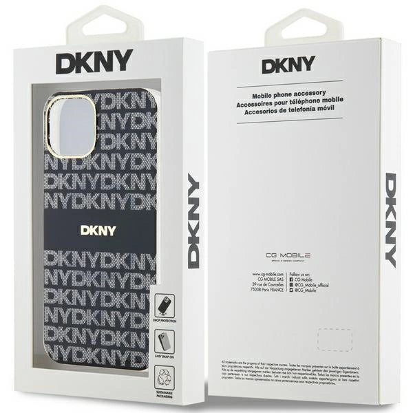 DKNY IML Mono & Stripe MagSafe Case til iPhone 15/14/13 - sort