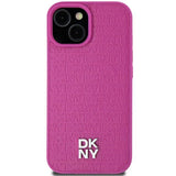 DKNY læder mønster metal logo MagSafe sag til iPhone 15 / 14 / 13 - pink