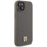 DKNY læder mønster metal logo MagSafe sag til iPhone 15 / 14 / 13 - brun