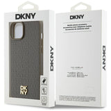 DKNY læder mønster metal logo MagSafe sag til iPhone 15 / 14 / 13 - brun
