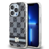 DKNY IML Checkered Mono Pattern & Printed Stripes MagSafe Case til iPhone 15 Pro Max - sort