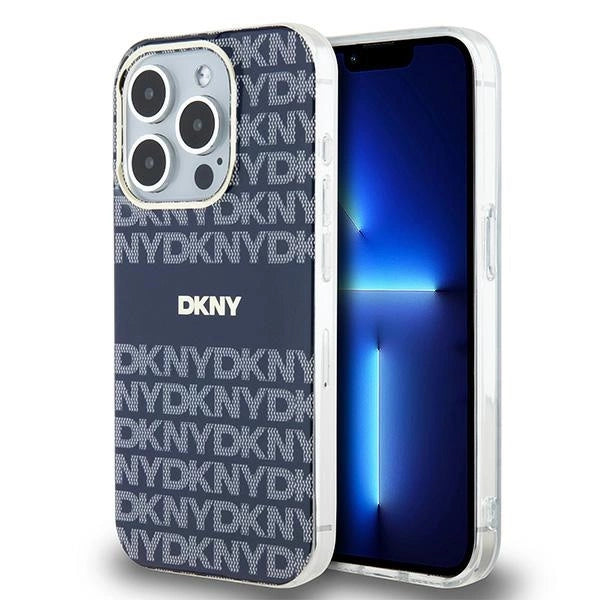 DKNY IML Mono & Stripe MagSafe-kasse til iPhone 15 Pro Max - blå