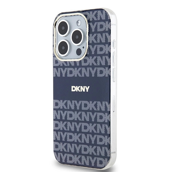 DKNY IML Mono & Stripe MagSafe-kasse til iPhone 15 Pro Max - blå