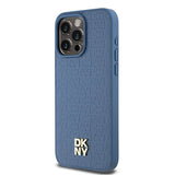DKNY læder monogram mønster metal logo MagSafe Case til iPhone 15 Pro Max - Blå
