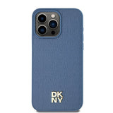 DKNY læder monogram mønster metal logo MagSafe Case til iPhone 15 Pro Max - Blå