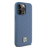 DKNY læder monogram mønster metal logo MagSafe Case til iPhone 15 Pro Max - Blå