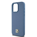 DKNY læder monogram mønster metal logo MagSafe Case til iPhone 15 Pro Max - Blå