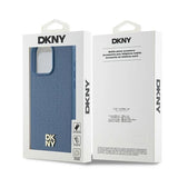 DKNY læder monogram mønster metal logo MagSafe Case til iPhone 15 Pro Max - Blå