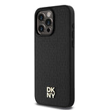 DKNY læder monogram mønster metal logo MagSafe Case til iPhone 15 Pro Max - sort