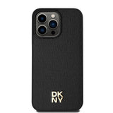 DKNY læder monogram mønster metal logo MagSafe Case til iPhone 15 Pro Max - sort