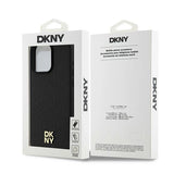 DKNY læder monogram mønster metal logo MagSafe Case til iPhone 15 Pro Max - sort