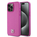 DKNY læder Monogram mønster Metal Logo MagSafe Case til iPhone 15 Pro Max - Pink