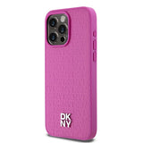 DKNY læder Monogram mønster Metal Logo MagSafe Case til iPhone 15 Pro Max - Pink